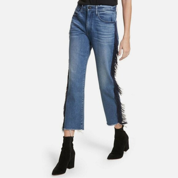 3x1 W3 Higher Ground Boyfriend Crop Jeans in Spanish Fringe - Picture 1 of 5